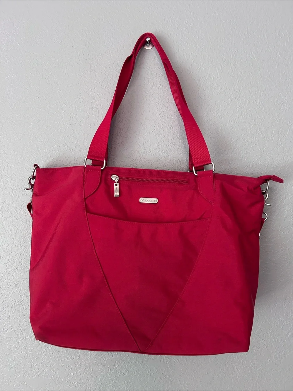 Baggallini Red Laptop Briefcase Travel Bag Shoulder Strap Double Handles